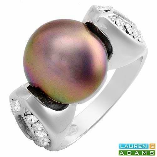 LAUREN G. ADAMS-12MM GREY PEARL RING 925 S/S-sz7